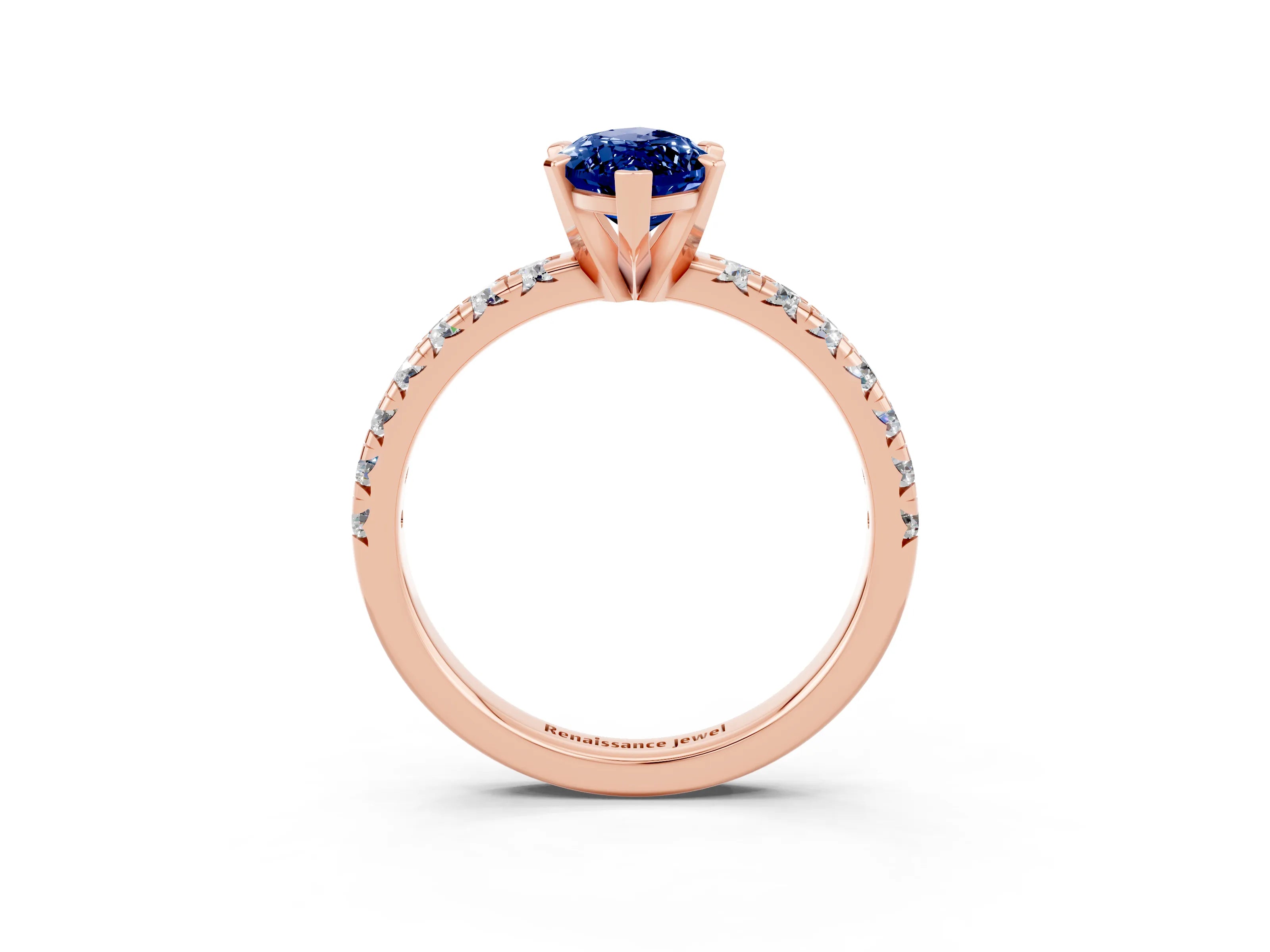 Rose gold Marquise Cut Solitaire Pave Diamond Engagement Ring with Four-Prong Setting_3