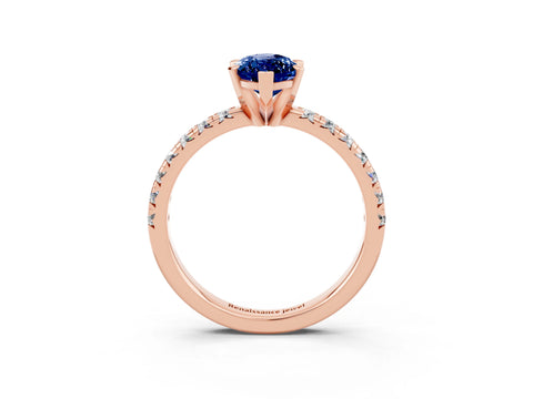Rose gold Marquise Cut Solitaire Pave Diamond Engagement Ring with Four-Prong Setting_3