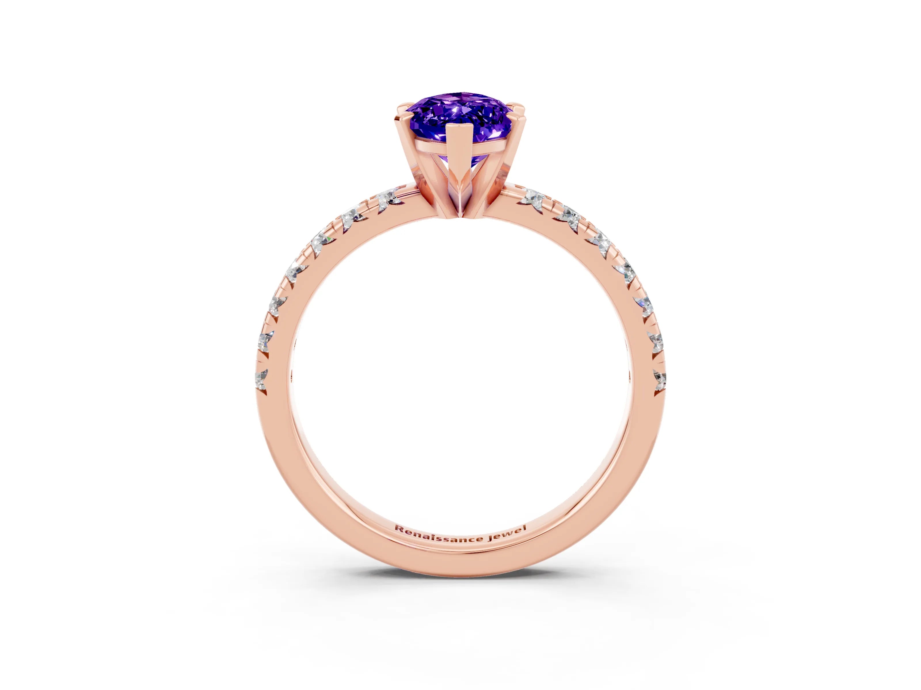 Rose gold Marquise Cut Solitaire Pave Diamond Engagement Ring with Four-Prong Setting_3