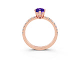 Rose gold Marquise Cut Solitaire Pave Diamond Engagement Ring with Four-Prong Setting_3