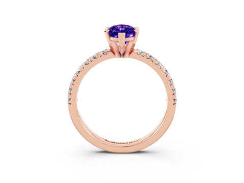 Rose gold Marquise Cut Solitaire Pave Diamond Engagement Ring with Four-Prong Setting_3