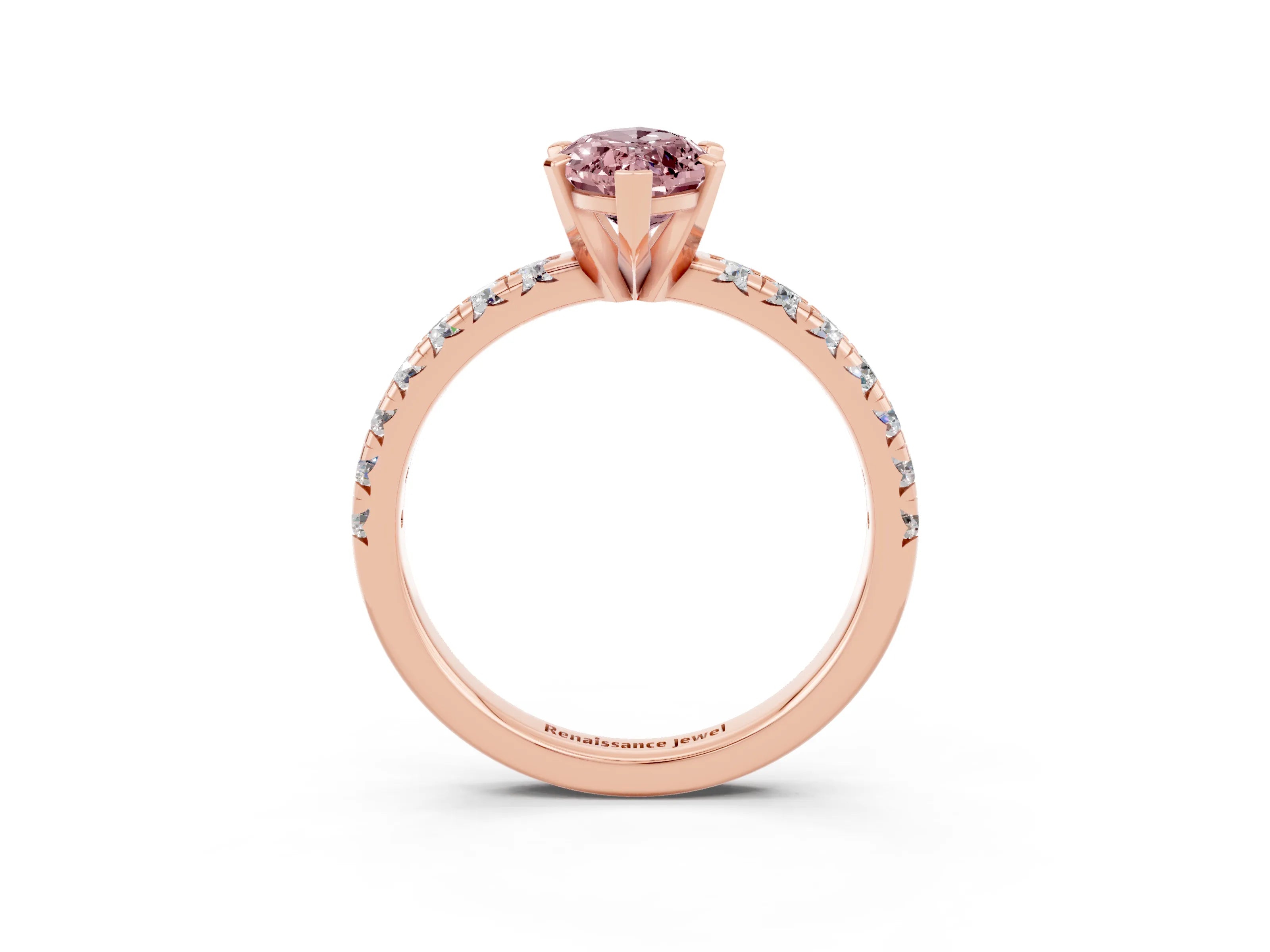 Rose gold Marquise Cut Solitaire Pave Diamond Engagement Ring with Four-Prong Setting_3