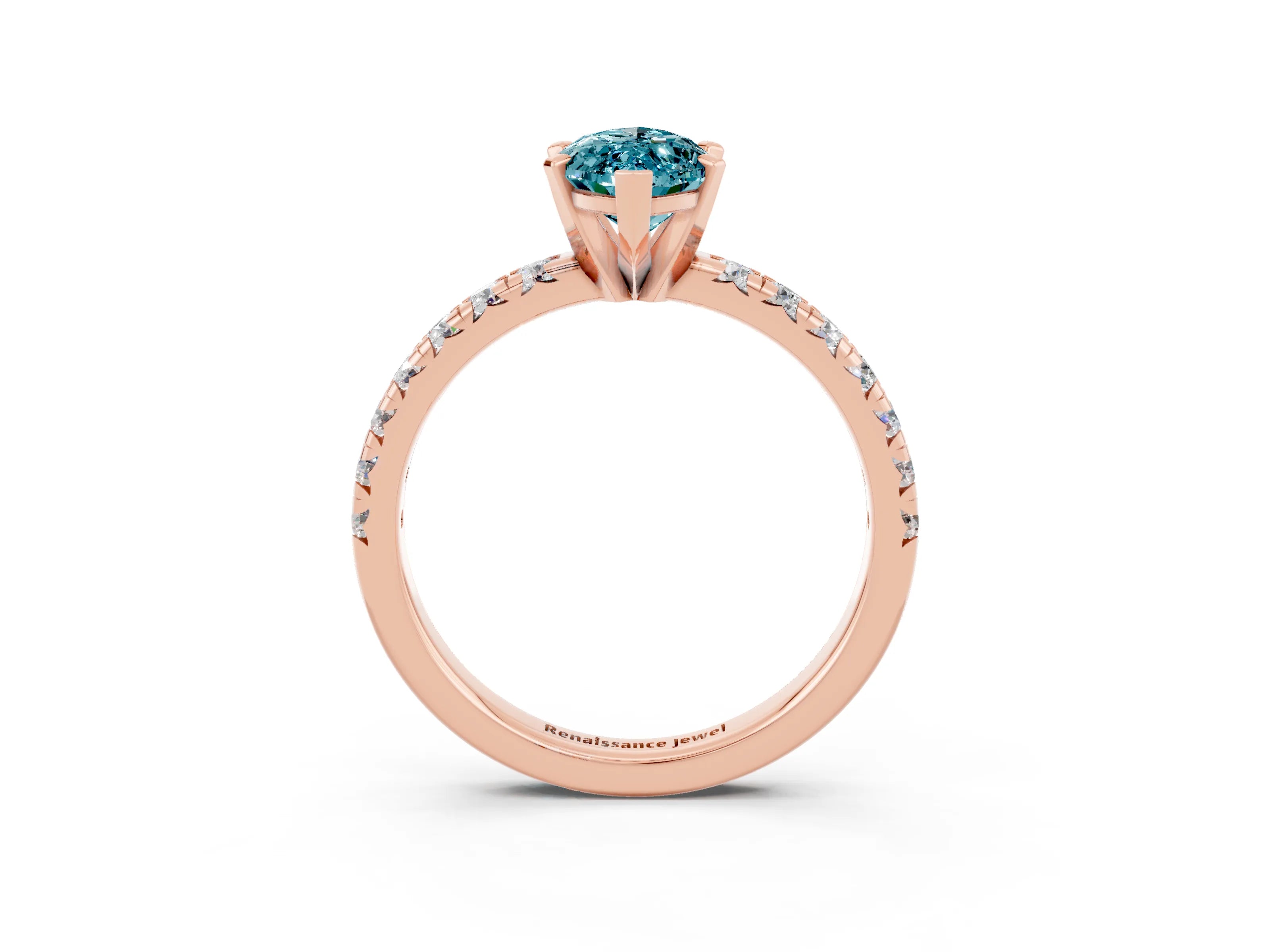Rose gold Marquise Cut Solitaire Pave Diamond Engagement Ring with Four-Prong Setting_3