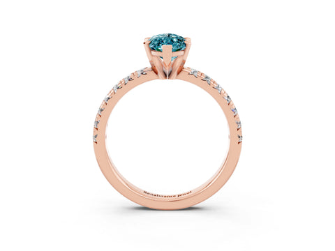 Rose gold Marquise Cut Solitaire Pave Diamond Engagement Ring with Four-Prong Setting_3