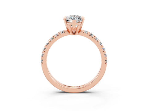 Rose gold Marquise Cut Solitaire Pave Diamond Engagement Ring with Four-Prong Setting_3