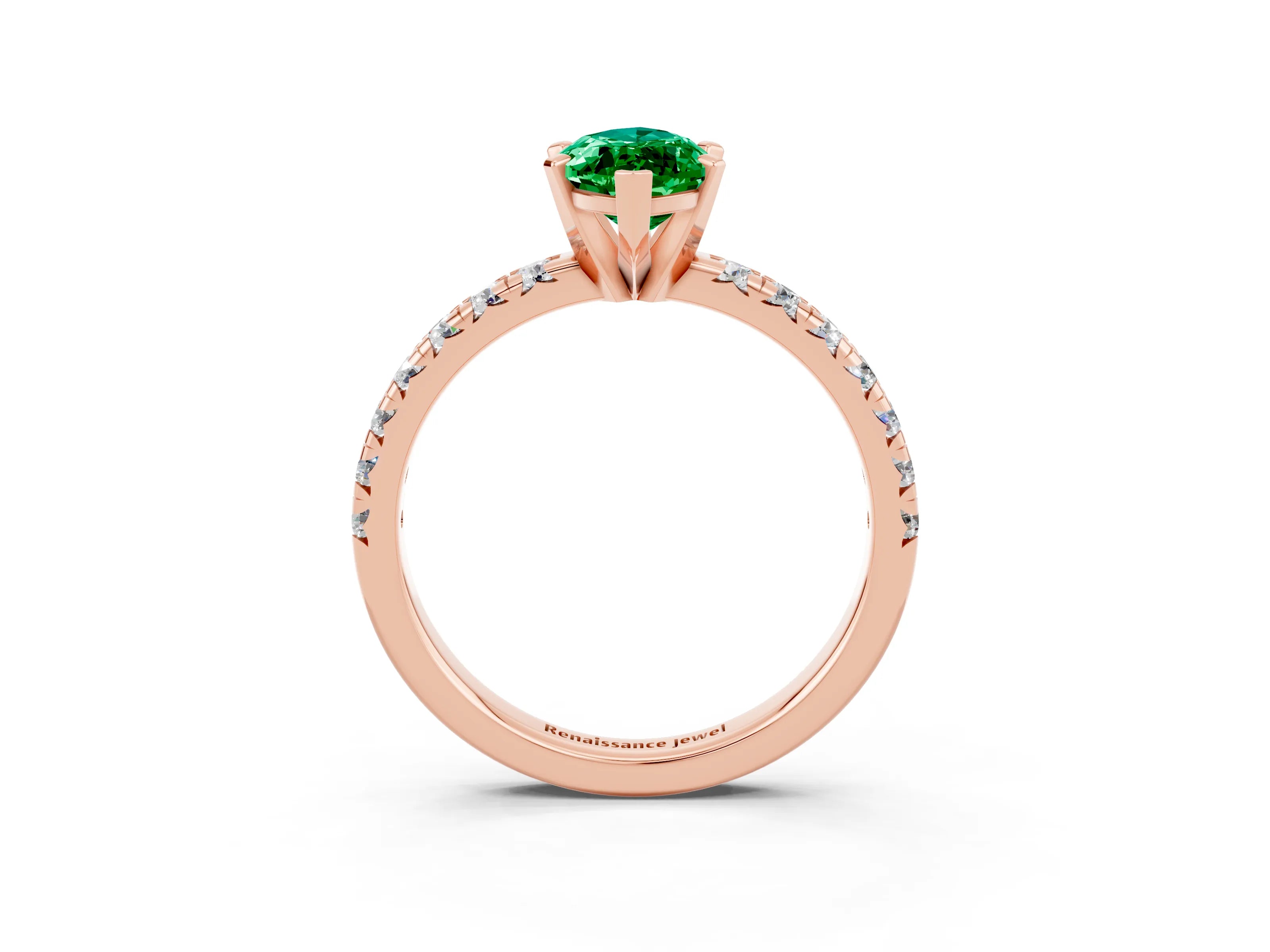 Rose gold Marquise Cut Solitaire Pave Diamond Engagement Ring with Four-Prong Setting_3