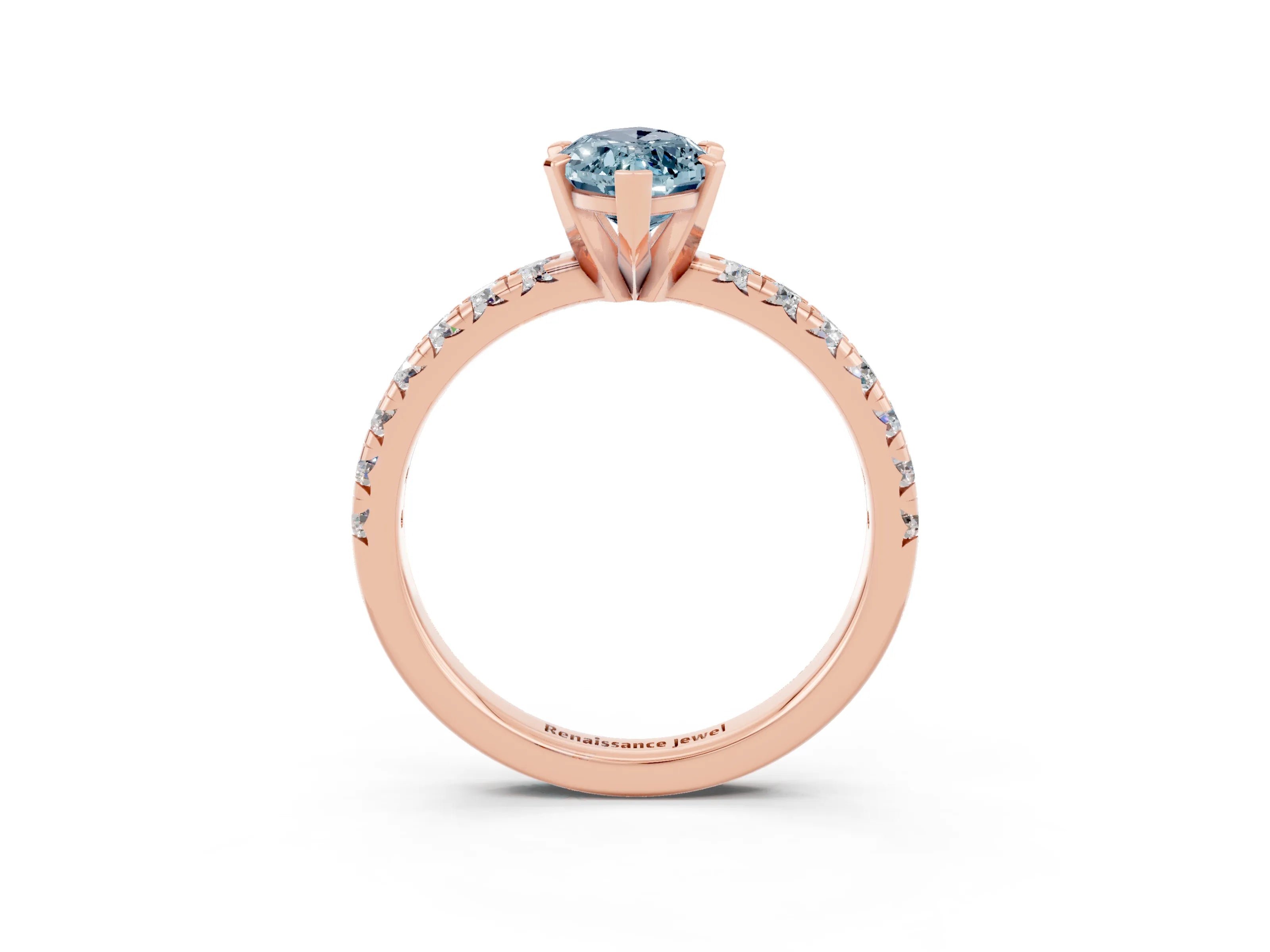Rose gold Marquise Cut Solitaire Pave Diamond Engagement Ring with Four-Prong Setting_3