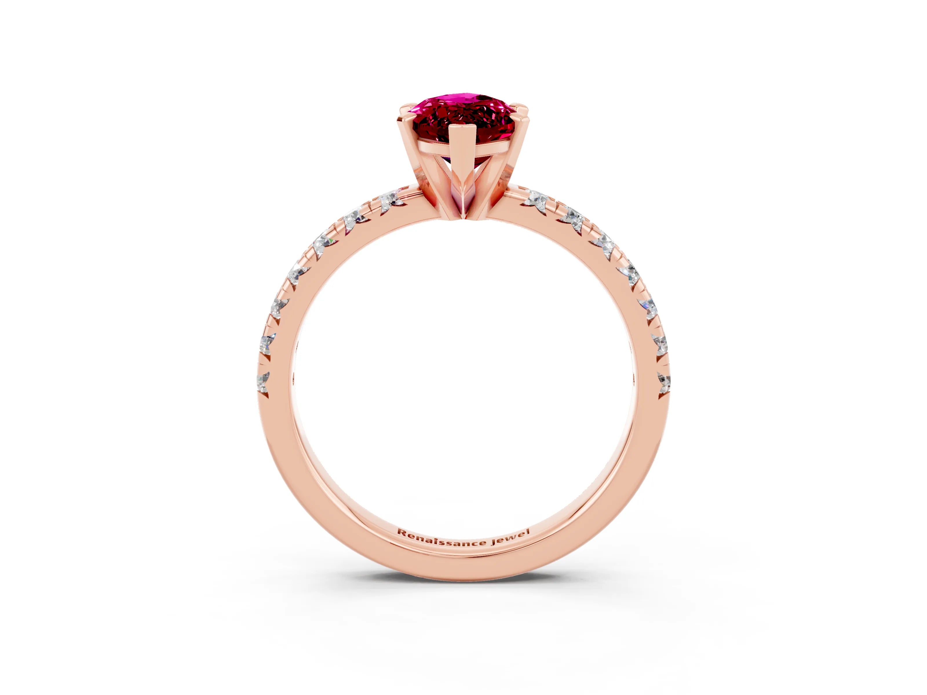Rose gold Marquise Cut Solitaire Pave Diamond Engagement Ring with Four-Prong Setting_3
