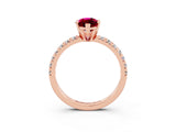 Rose gold Marquise Cut Solitaire Pave Diamond Engagement Ring with Four-Prong Setting_3
