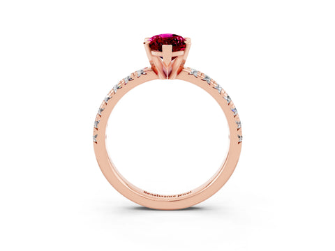 Rose gold Marquise Cut Solitaire Pave Diamond Engagement Ring with Four-Prong Setting_3