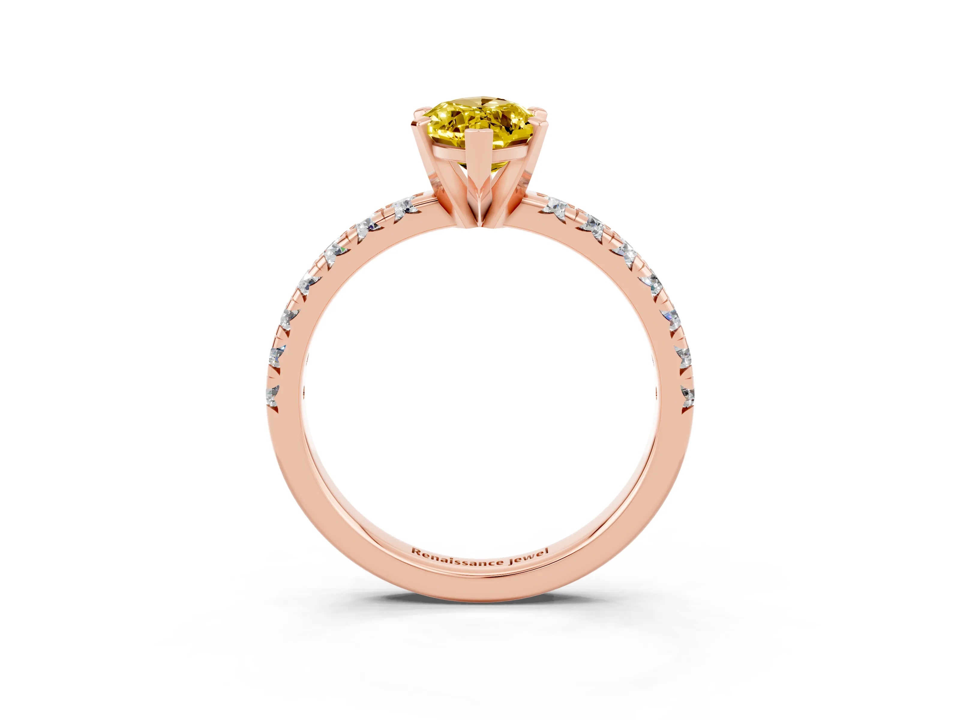 Rose gold Marquise Cut Solitaire Pave Diamond Engagement Ring with Four-Prong Setting_3