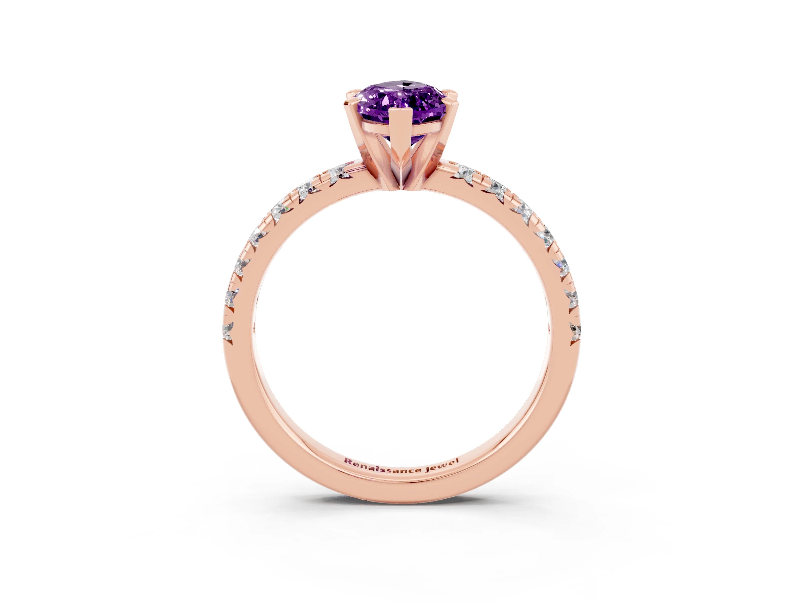 Rose gold Marquise Cut Solitaire Pave Diamond Engagement Ring with Four-Prong Setting_3