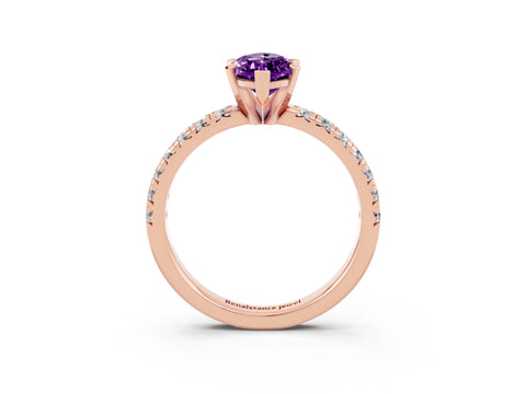 Rose gold Marquise Cut Solitaire Pave Diamond Engagement Ring with Four-Prong Setting_3