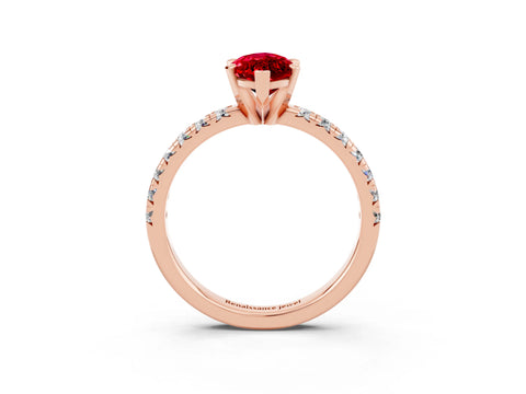 Rose gold Marquise Cut Solitaire Pave Diamond Engagement Ring with Four-Prong Setting_3