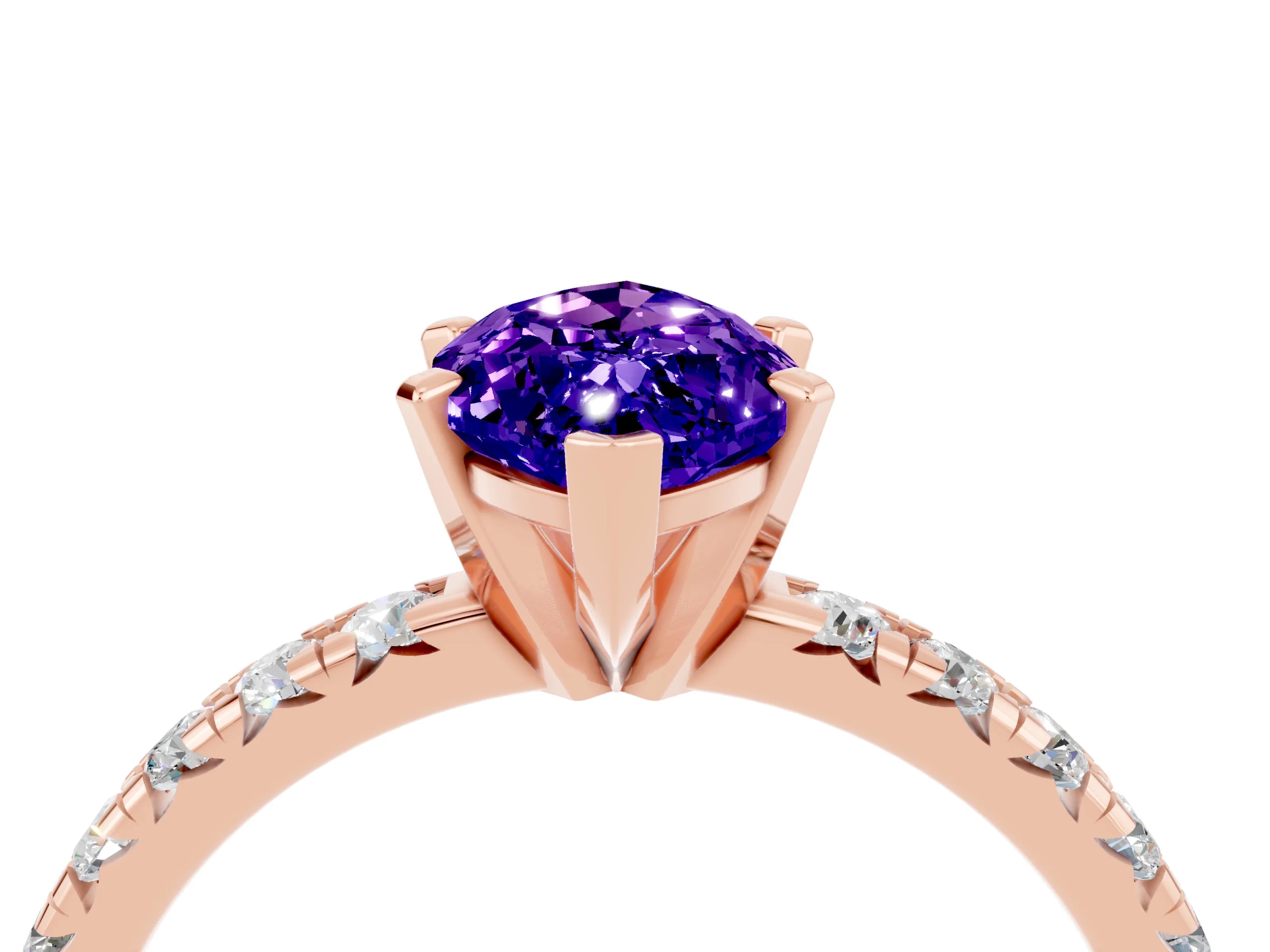 Rose gold Marquise Cut Solitaire Pave Diamond Engagement Ring with Four-Prong Setting_4