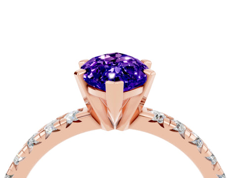 Rose gold Marquise Cut Solitaire Pave Diamond Engagement Ring with Four-Prong Setting_4