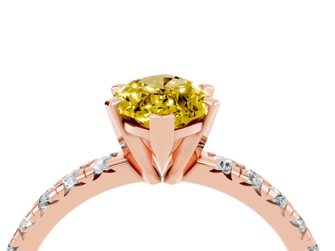 Rose gold Marquise Cut Solitaire Pave Diamond Engagement Ring with Four-Prong Setting_4