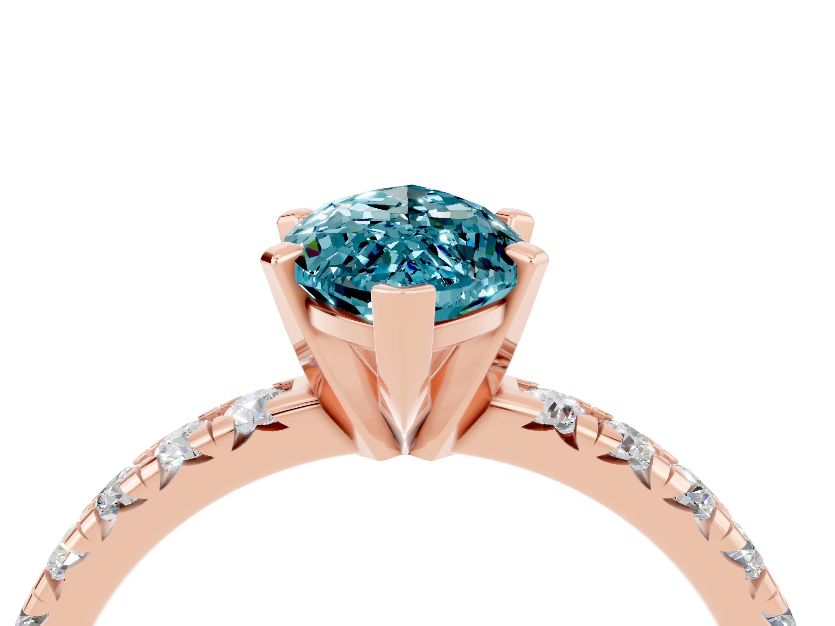 Rose gold Marquise Cut Solitaire Pave Diamond Engagement Ring with Four-Prong Setting_4