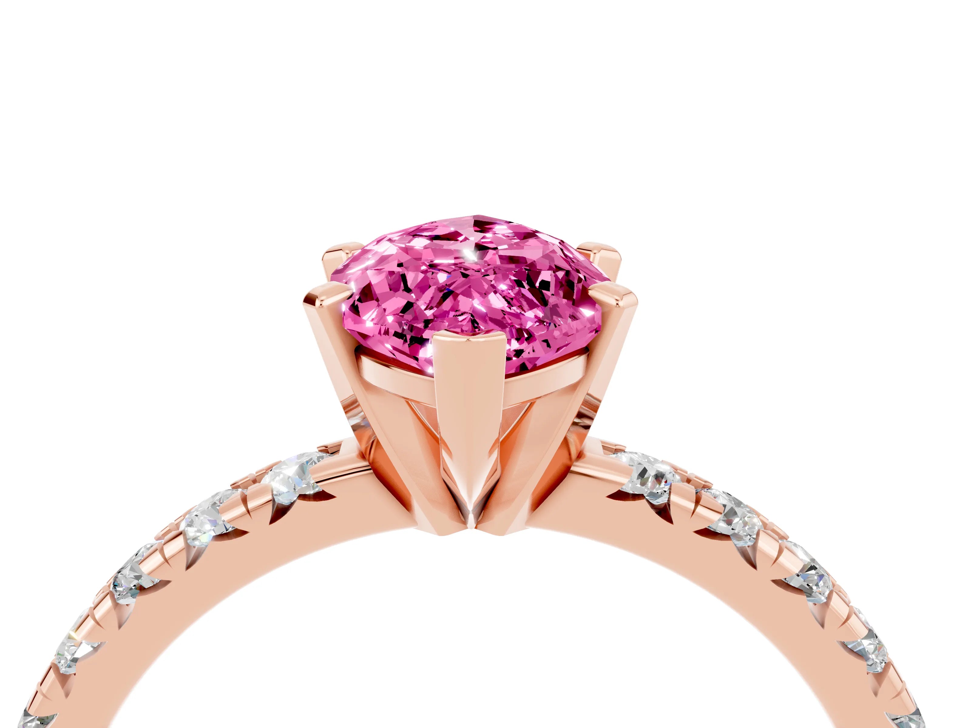 Rose gold Marquise Cut Solitaire Pave Diamond Engagement Ring with Four-Prong Setting_4