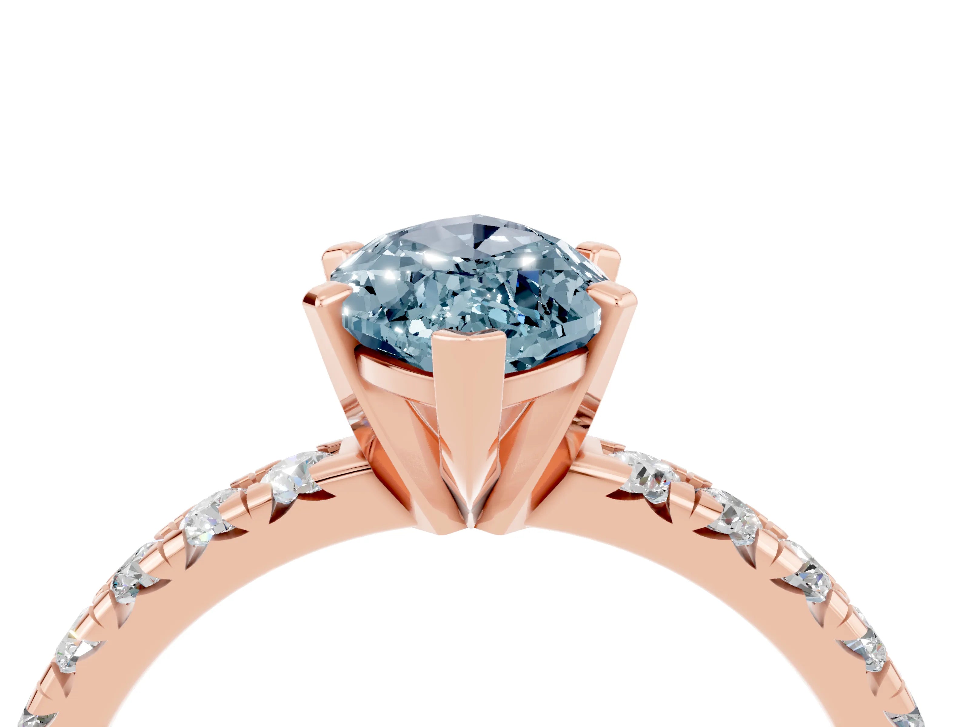 Rose gold Marquise Cut Solitaire Pave Diamond Engagement Ring with Four-Prong Setting_4