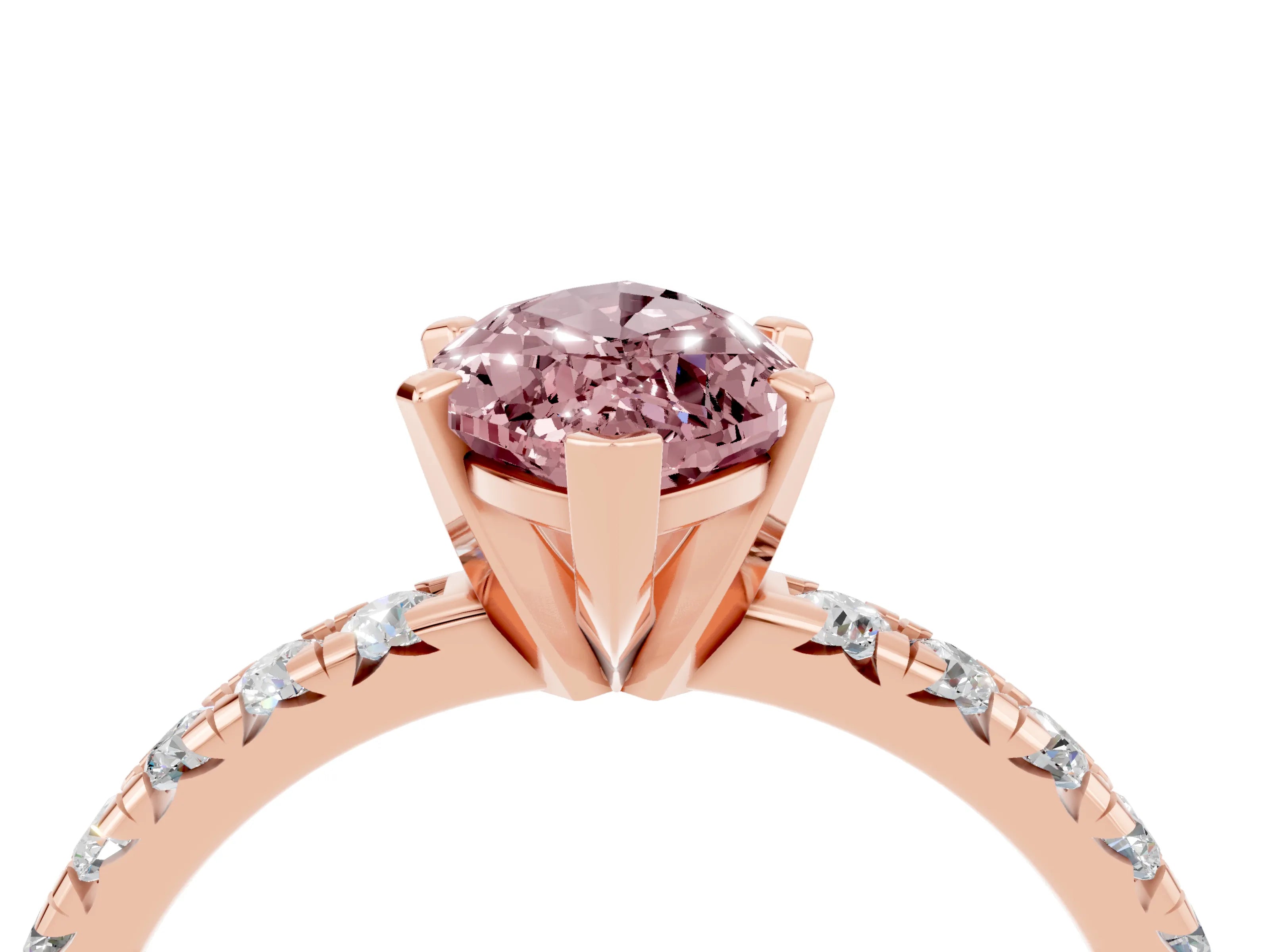 Rose gold Marquise Cut Solitaire Pave Diamond Engagement Ring with Four-Prong Setting_4