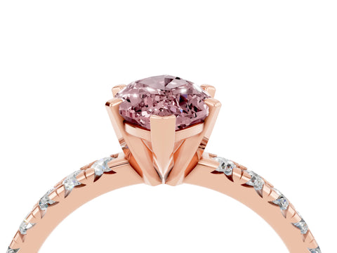 Rose gold Marquise Cut Solitaire Pave Diamond Engagement Ring with Four-Prong Setting_4