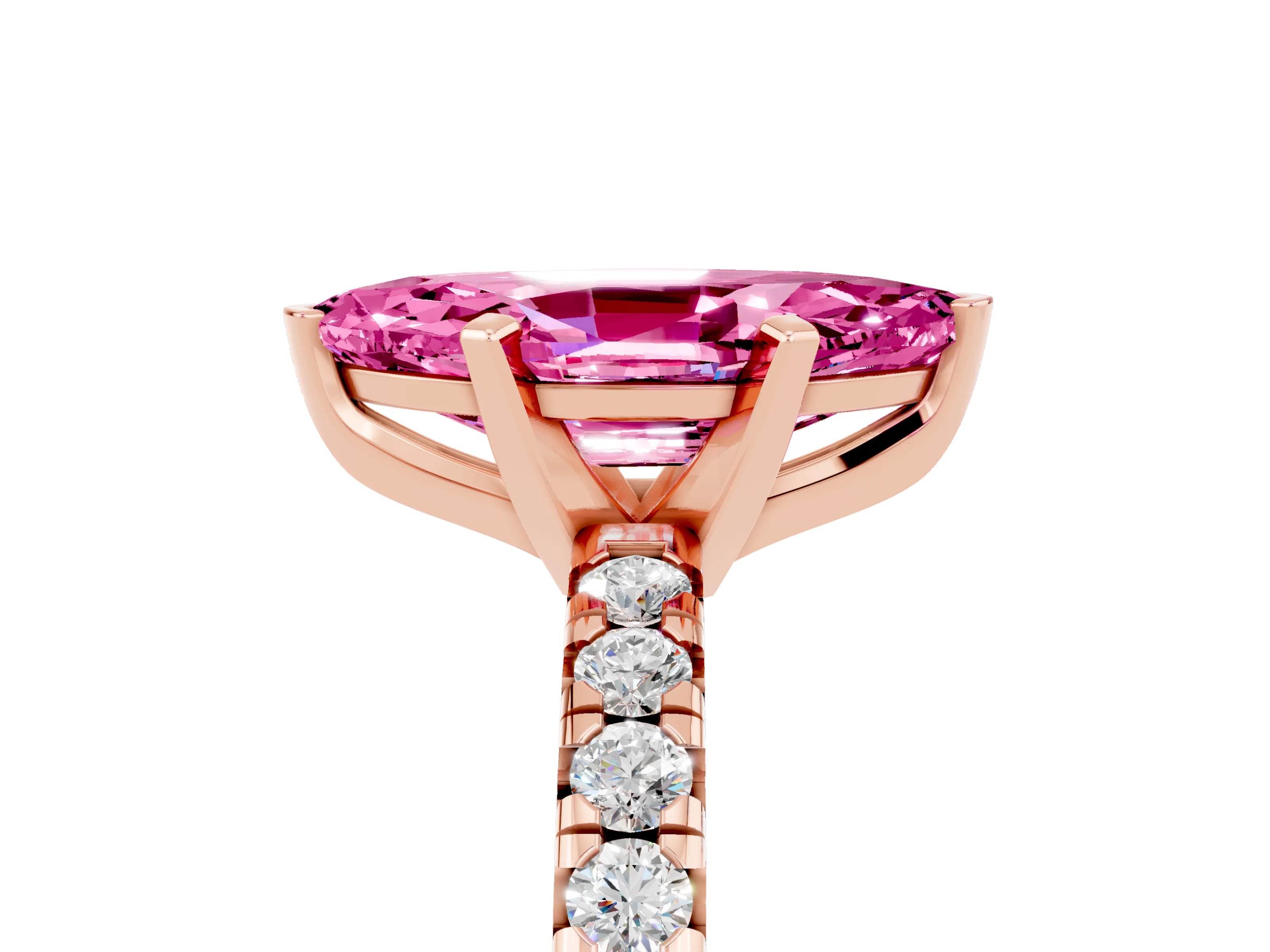 Rose gold Marquise Cut Solitaire Pave Diamond Engagement Ring with Four-Prong Setting_5