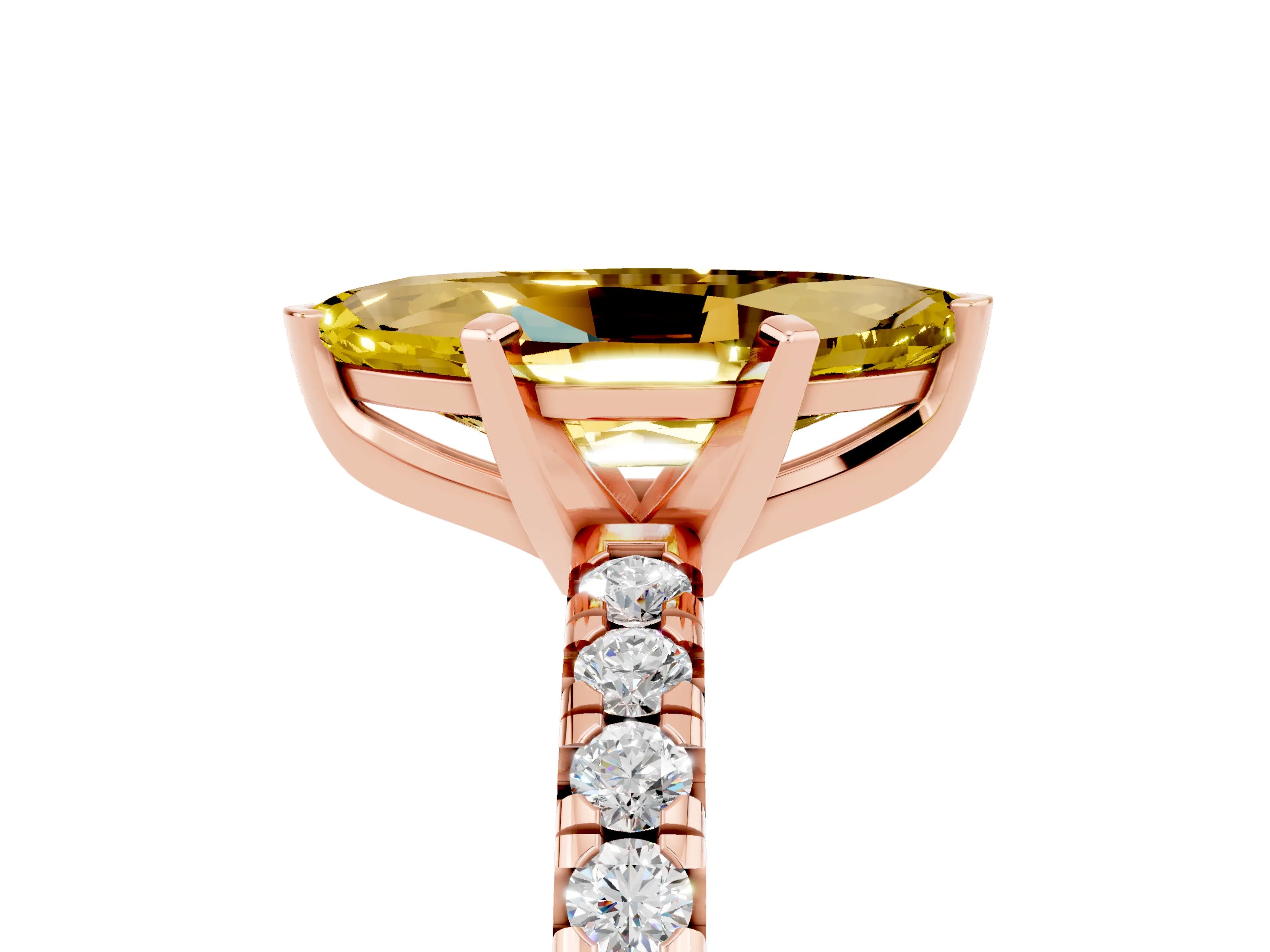Rose gold Marquise Cut Solitaire Pave Diamond Engagement Ring with Four-Prong Setting_5