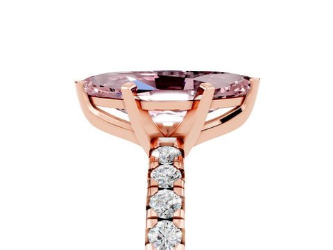 Rose gold Marquise Cut Solitaire Pave Diamond Engagement Ring with Four-Prong Setting_5