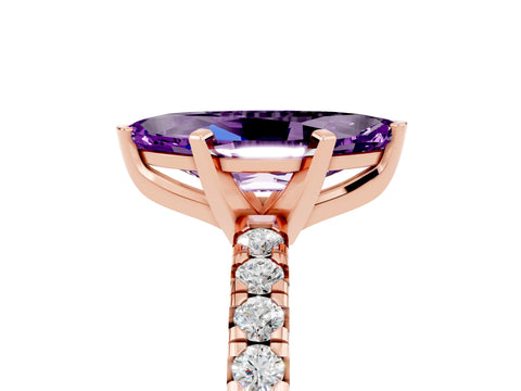 Rose gold Marquise Cut Solitaire Pave Diamond Engagement Ring with Four-Prong Setting_5