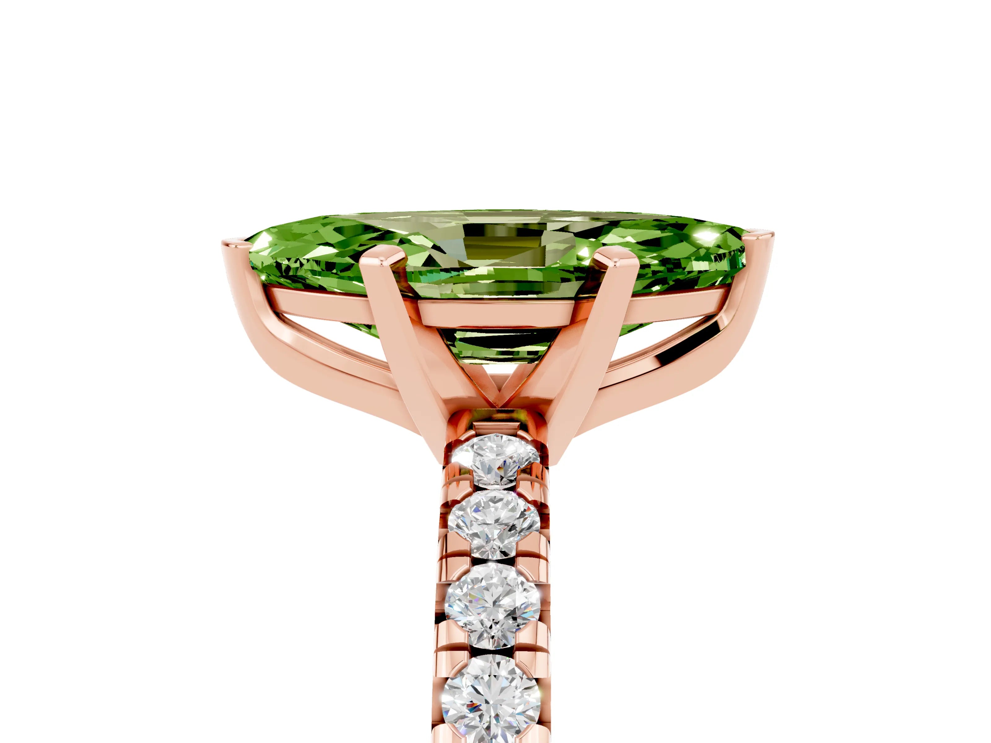 Rose gold Marquise Cut Solitaire Pave Diamond Engagement Ring with Four-Prong Setting_5