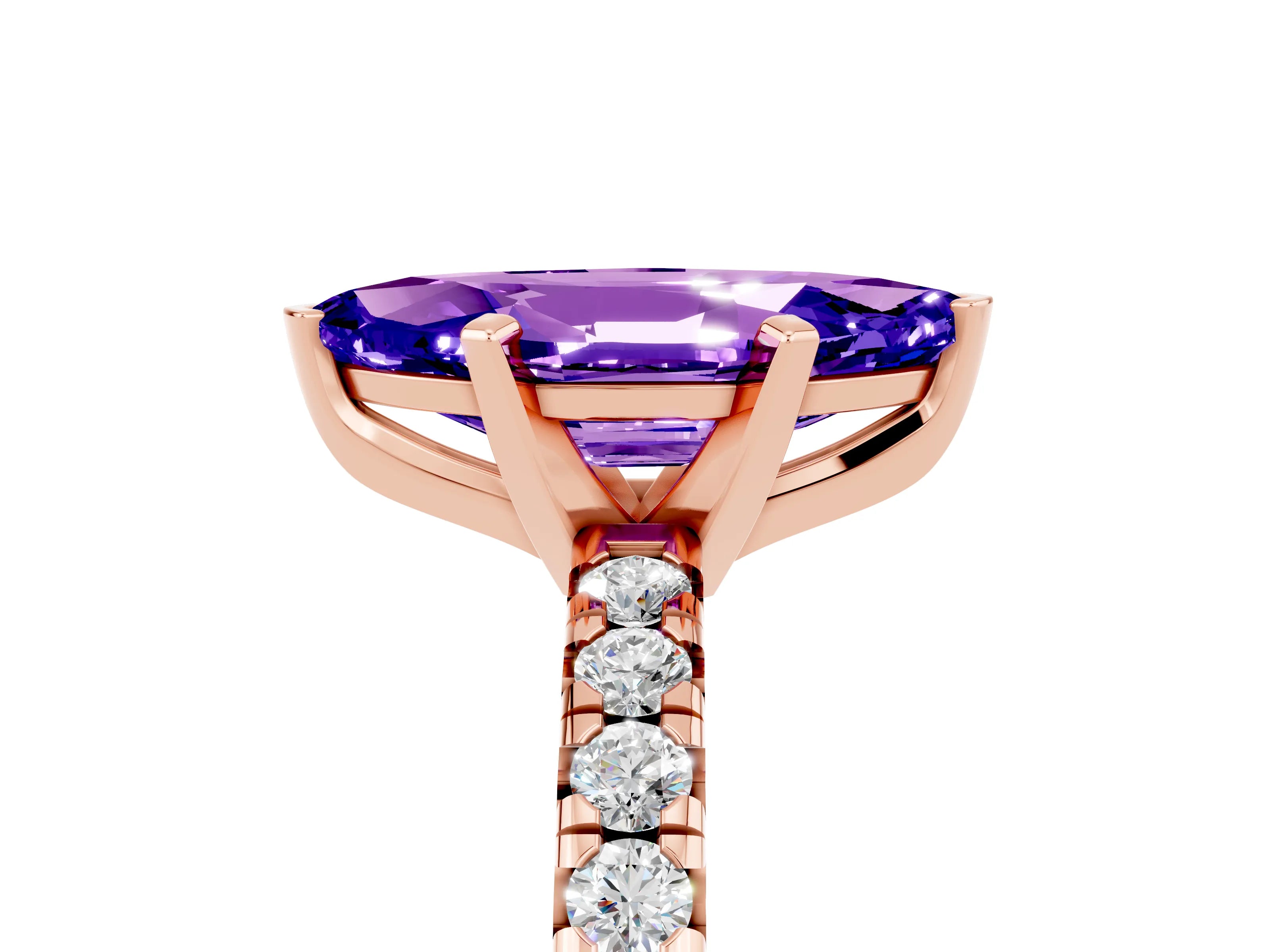 Rose gold Marquise Cut Solitaire Pave Diamond Engagement Ring with Four-Prong Setting_5