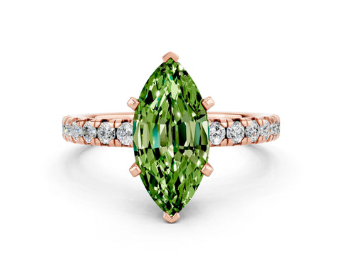 Rose gold Marquise Cut Solitaire Pave Diamond Engagement Ring with Four-Prong Setting
