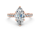 Rose gold Marquise Cut Solitaire Pave Diamond Engagement Ring with Four-Prong Setting