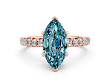 Rose gold Marquise Cut Solitaire Pave Diamond Engagement Ring with Four-Prong Setting