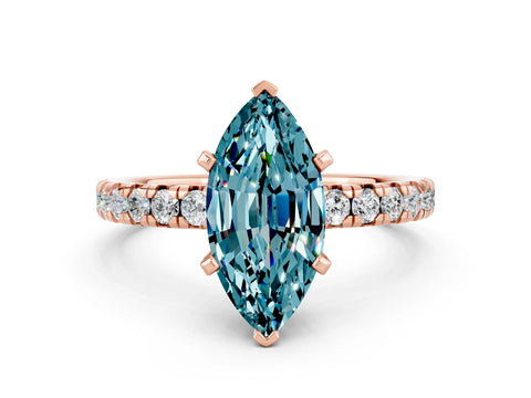 Rose gold Marquise Cut Solitaire Pave Diamond Engagement Ring with Four-Prong Setting