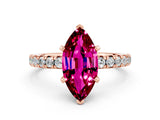 Rose gold Marquise Cut Solitaire Pave Diamond Engagement Ring with Four-Prong Setting