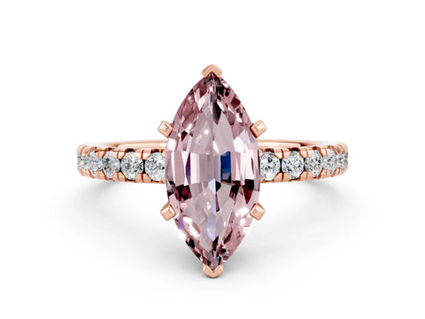 Rose gold Marquise Cut Solitaire Pave Diamond Engagement Ring with Four-Prong Setting