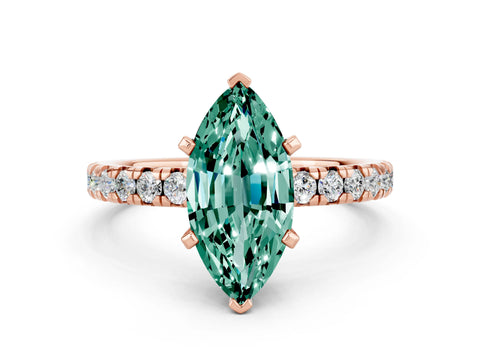 Rose gold Marquise Cut Solitaire Pave Diamond Engagement Ring with Four-Prong Setting