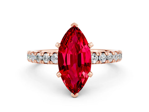 Rose gold Marquise Cut Solitaire Pave Diamond Engagement Ring with Four-Prong Setting