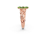 Rose gold Marquise Cut Solitaire Peridot Leaf-Inspired Vine Band Ring with Prong Setting_2