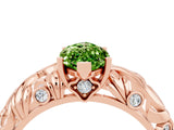 Rose gold Marquise Cut Solitaire Peridot Leaf-Inspired Vine Band Ring with Prong Setting_4