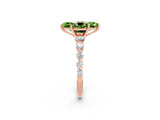 Rose gold Marquise Cut Solitaire Peridot Ring with Pave Band and Four-Prong Setting_2