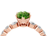 Rose gold Marquise Cut Solitaire Peridot Ring with Pave Band and Four-Prong Setting_4