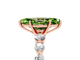 Rose gold Marquise Cut Solitaire Peridot Ring with Pave Band and Four-Prong Setting_5