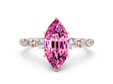 Rose gold Marquise Cut Solitaire Pink Sapphire Ring with Pave Band and Four-Prong Setting_24