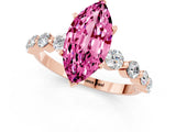 Rose gold Marquise Cut Solitaire Pink Sapphire Ring with Pave Band and Four-Prong Setting_25