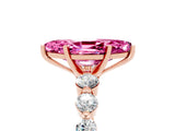 Rose gold Marquise Cut Solitaire Pink Sapphire Ring with Pave Band and Four-Prong Setting_29