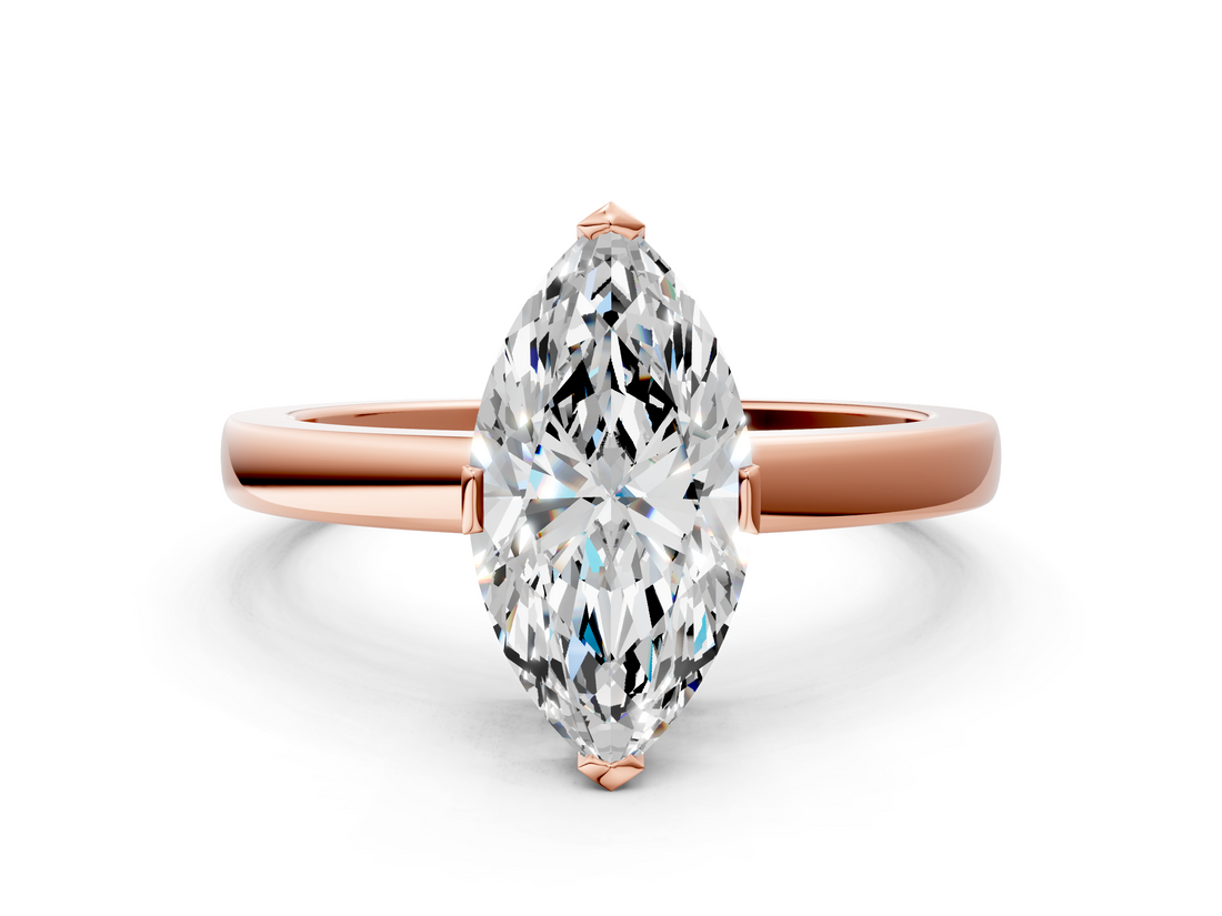 Rose gold Marquise Cut Solitaire Ring with Four-Prong Setting and Classic Band_54