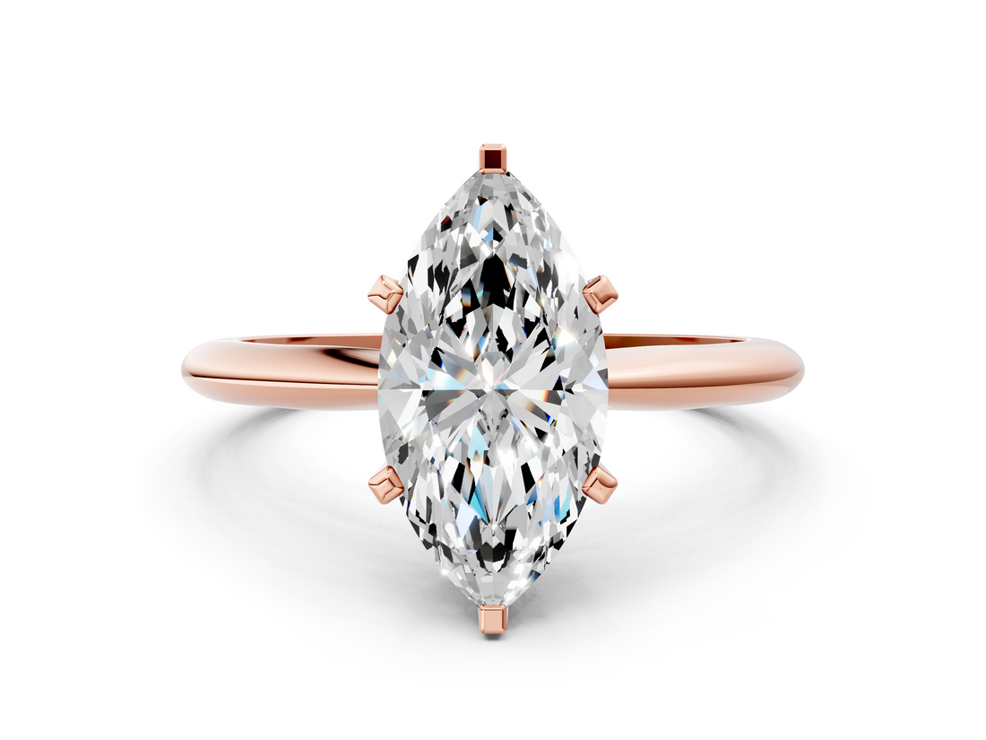 Rose gold Marquise Cut Solitaire Ring with Four-Prong Setting on a Classic Band_83
